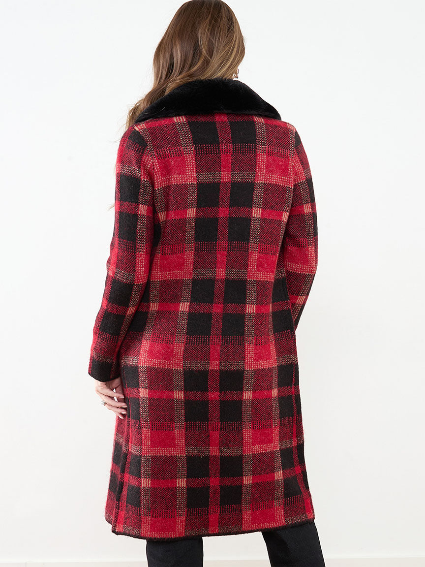 Faux Fur Plaid Coatigan Cleo 4000011112