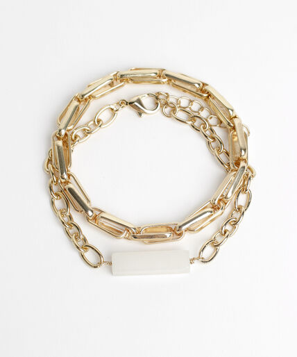 Gold Link Bracelets with Ivory Stone Image 5