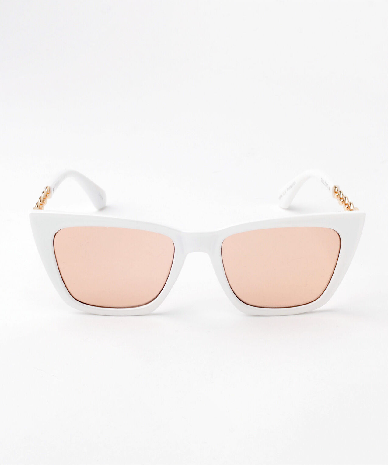 White Cat Eye Sunglasses with Gold Metal Detail