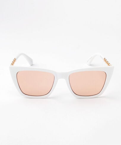 White Cat Eye Sunglasses with Gold Metal Detail