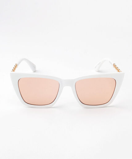 White Cat Eye Sunglasses with Gold Metal Detail Image 1
