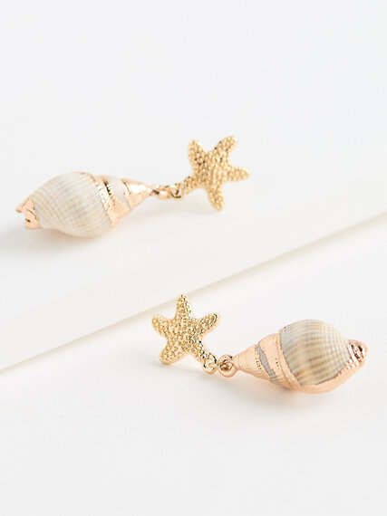 Natural/Gold Sea Shell Earrings Image 3