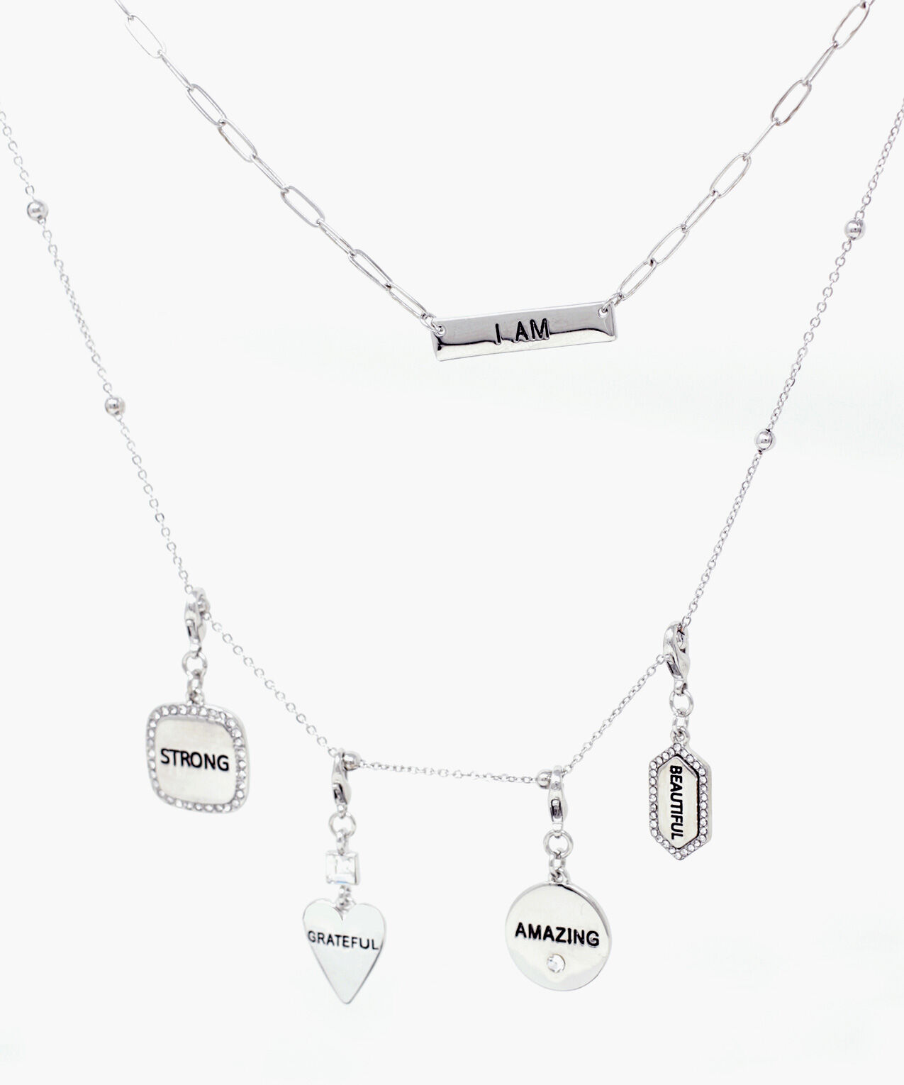 Long Silver Convertible "I Am" Necklace