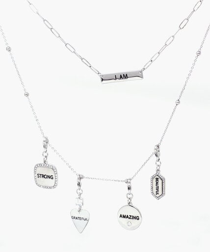 Long Silver Convertible "I Am" Necklace Image 1