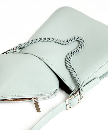 Light Blue Chainlink Handle Handbag Image 4