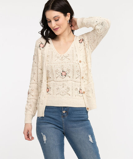Embroidered Crochet Cardigan Image 4