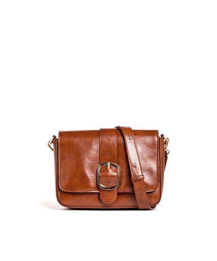 Brown Buckle Saddle Handbag Image 1
