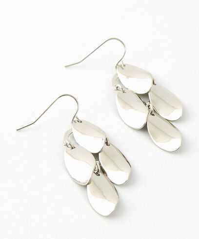 Silver Petal Tassel Earrings