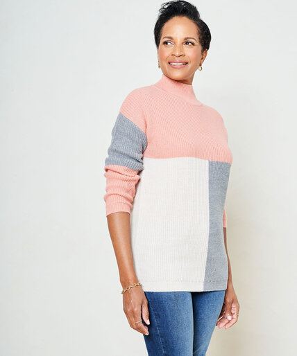 Colourblock Mock Neck Tunic Sweater Image 6