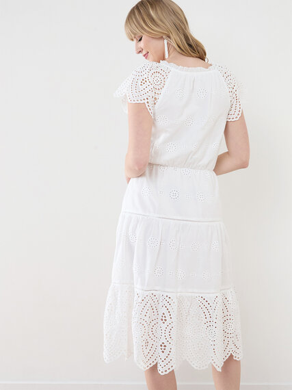Short Sleeve Cotton Eyelet Midi Dress Image 5