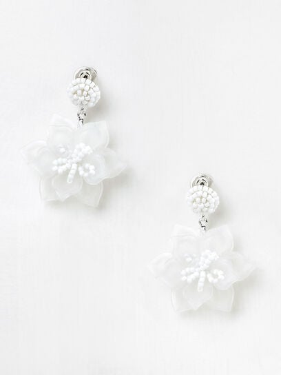 White Flower Statement Earrings
