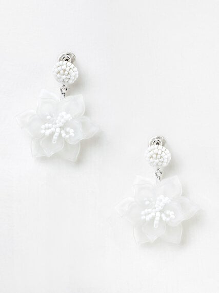 White Flower Statement Earrings Image 3