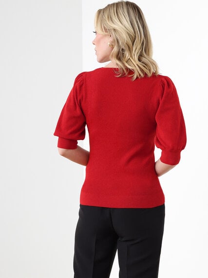 Petite V-Neck Knit Pull-Over with Elbow Sleeves Image 3