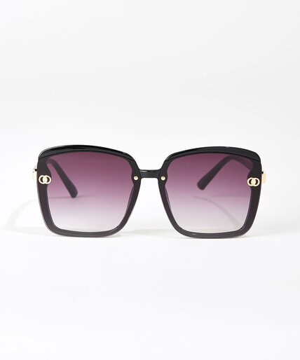 Black Sunglasses with Metal Detail Image 1