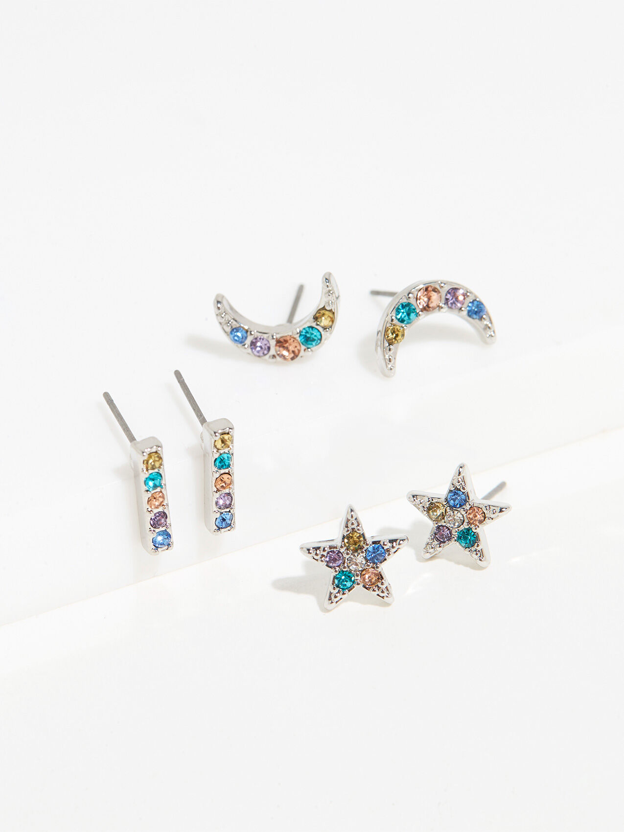 Silver Stud Multi Design Earring Pack Cleo 4000011391
