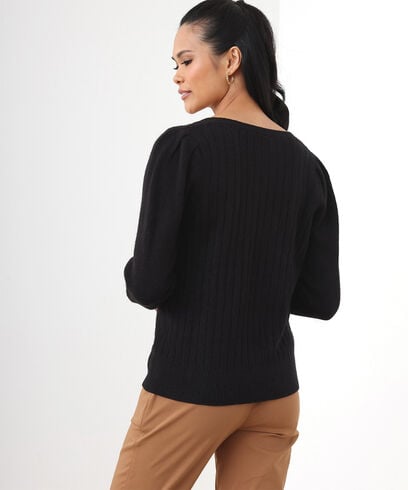 Petite Square Neck Pullover with Puff Shoulders