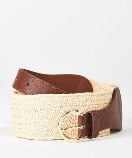Straw Stretch Belt with Tapered Detail Image 1