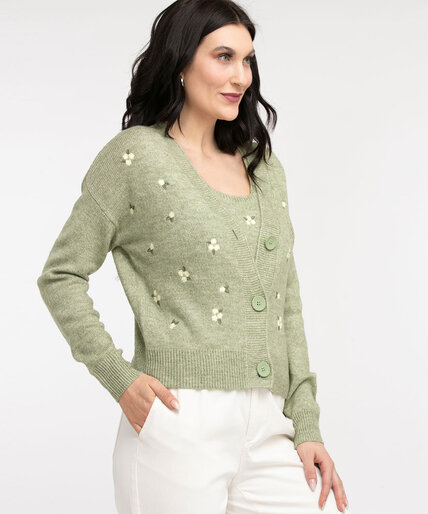 Embroidered Button Front Cardigan Image 3