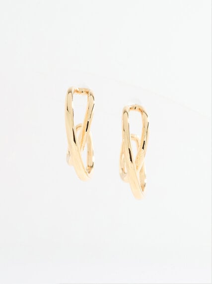 Gold Double Hoop Earrings Image 4