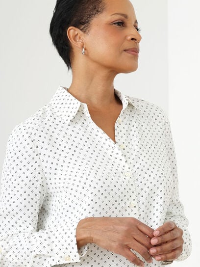Crepe Relaxed Fit Collared Blouse	
