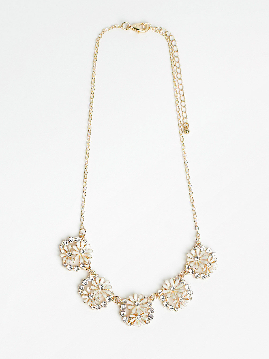 Short Gold & Ivory Flower Necklace