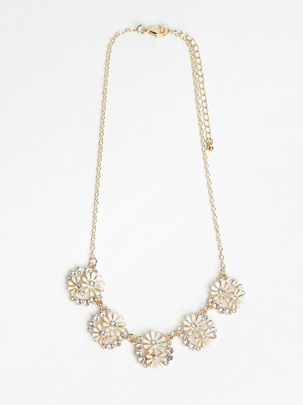 Short Gold & Ivory Flower Necklace Image 3