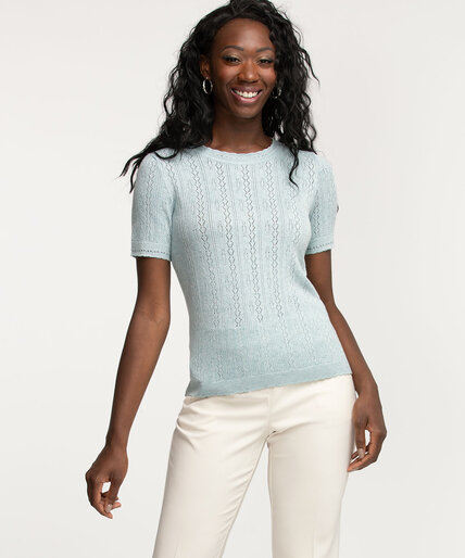 Pointelle Short Sleeve Sweater Image 3