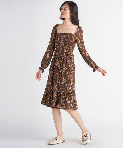 Dex Smocked Lace Trim Midi Dress Image 1