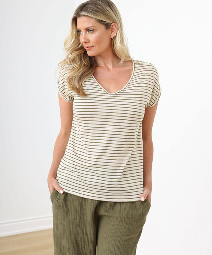 Low Impact Roll Cuff V-Neck T-Shirt Image 4