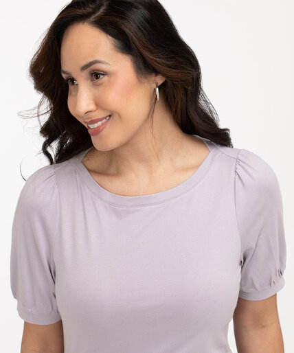 Cotton Blend Puff Sleeve Tee Image 1