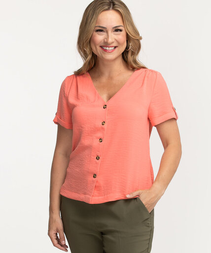 Short Sleeve Button Front Blouse Image 5