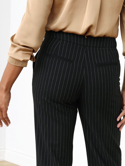Black with White Pinstripe Trouser Image 6