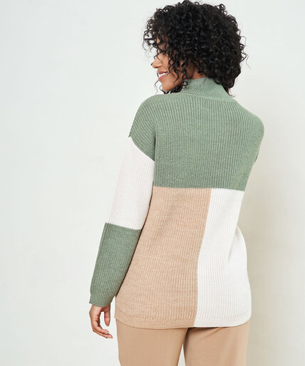 Colourblock Mock Neck Tunic Sweater Image 3