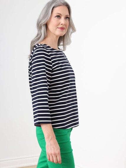 3/4 Sleeve Boat Neck Top Image 3