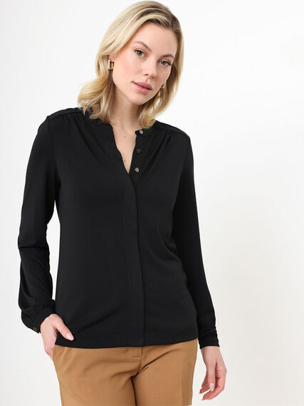 Petite Stretch Crepe Relaxed Fit Top Image 1