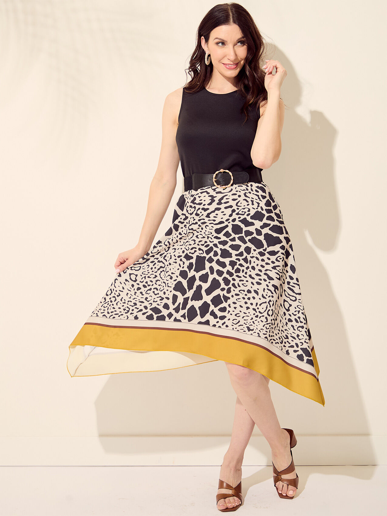 Sleeveless Satin Animal Print Midi Dress Cleo 4000010154