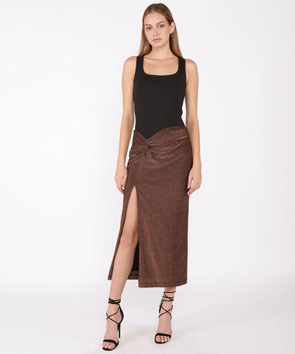 Dex Black Tape Twist Detail Glitter Skirt Image 2