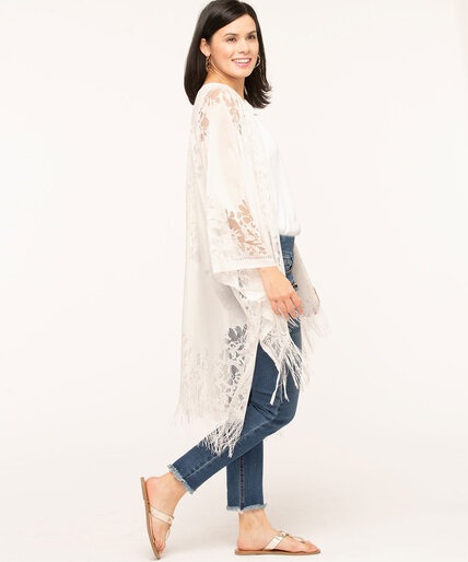 White Lace Fringe Kimono Image 3