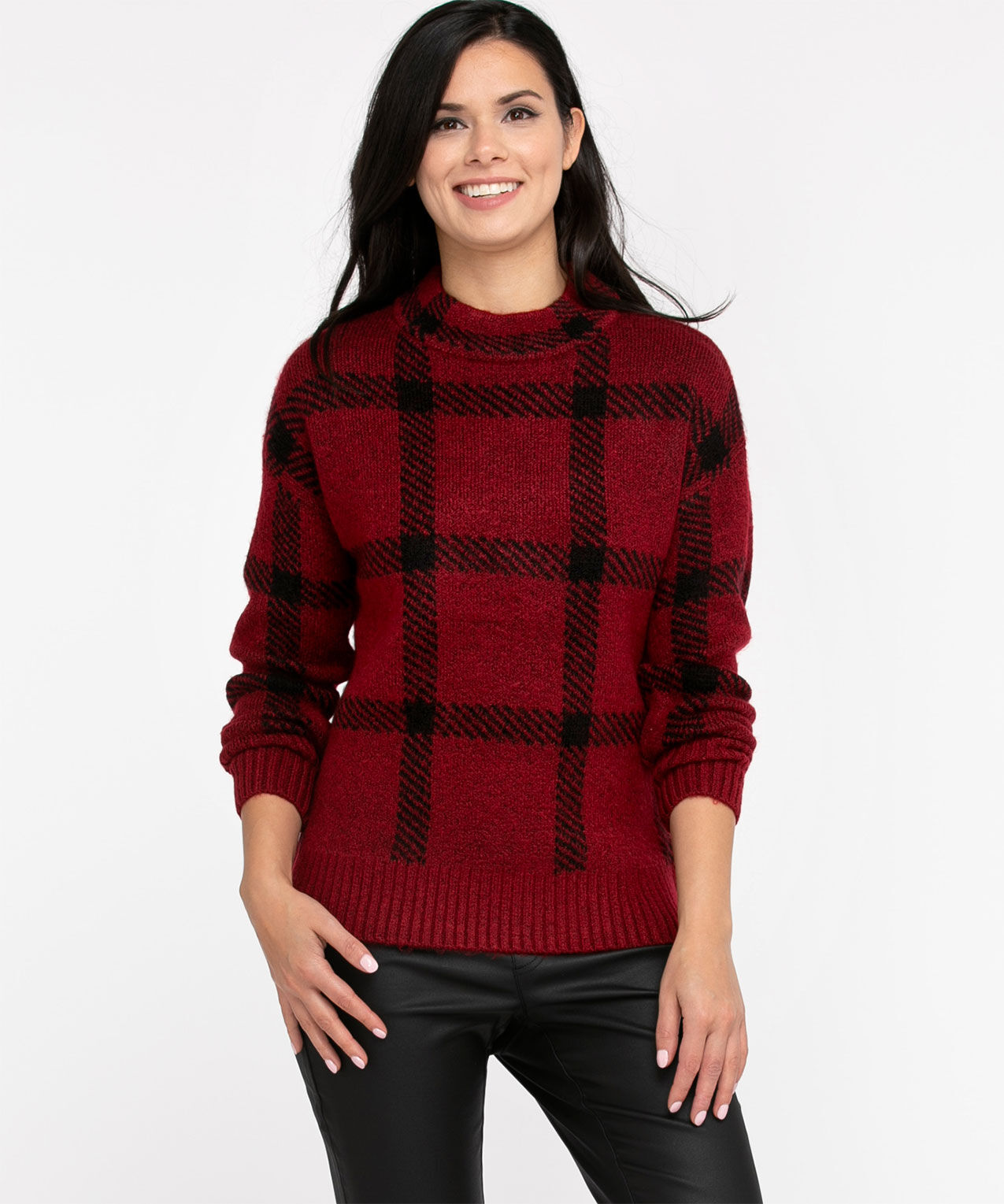Plaid mock neck sweater sales