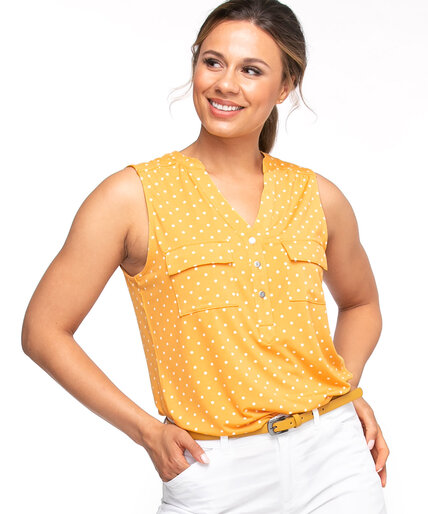 Sleeveless Y-Neck Knit Top Image 6