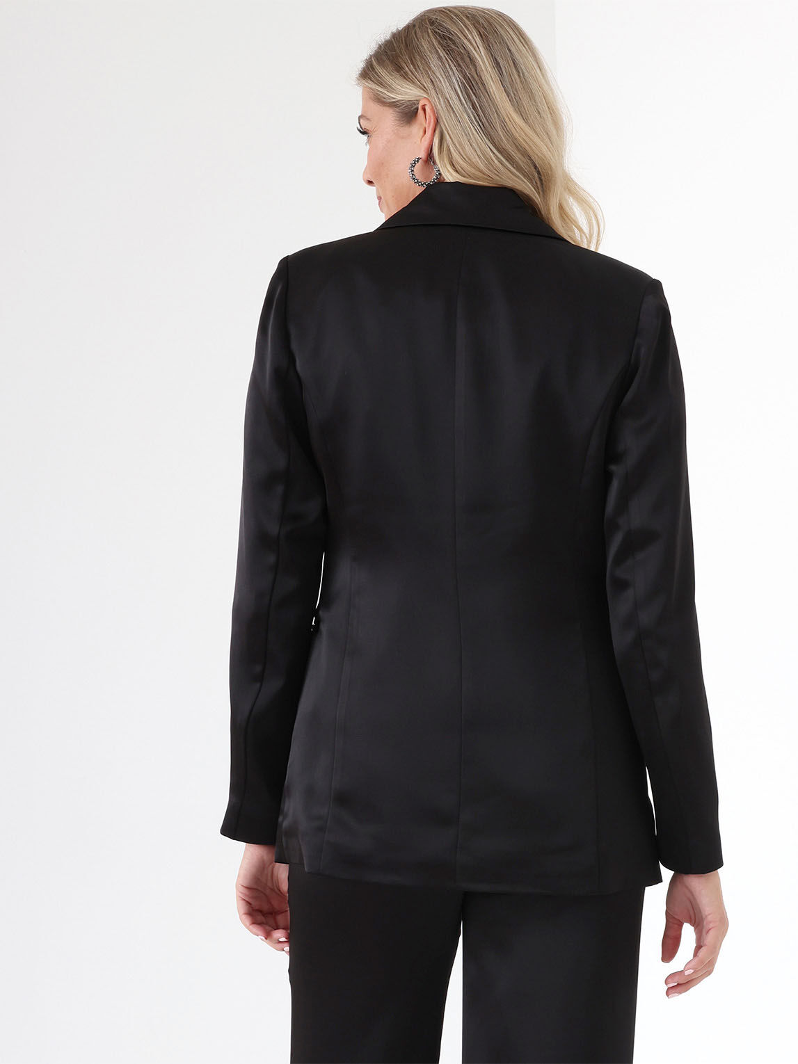 Black satin blazer shop
