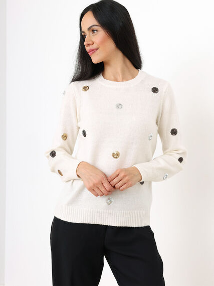 Petite Sequin Dot Pullover Sweater Image 1