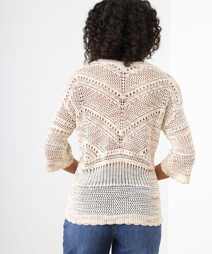 Petite 3/4 Sleeve Crochet Sweater Image 4