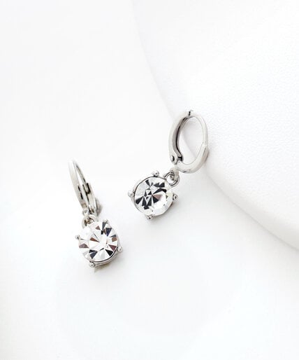 Small Silver Drop Earrings with Genuine Crystals Image 2