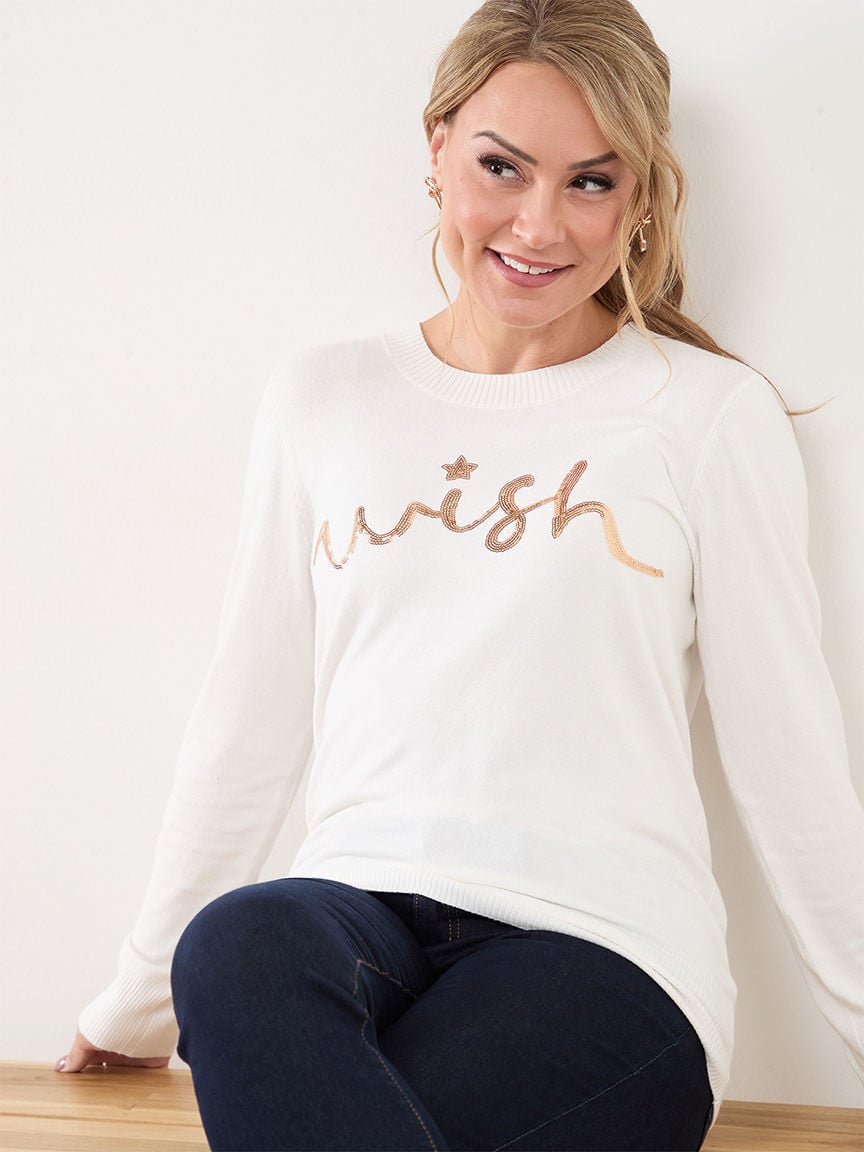 Petite holiday pullover sweater Cleo Ivory Wish S