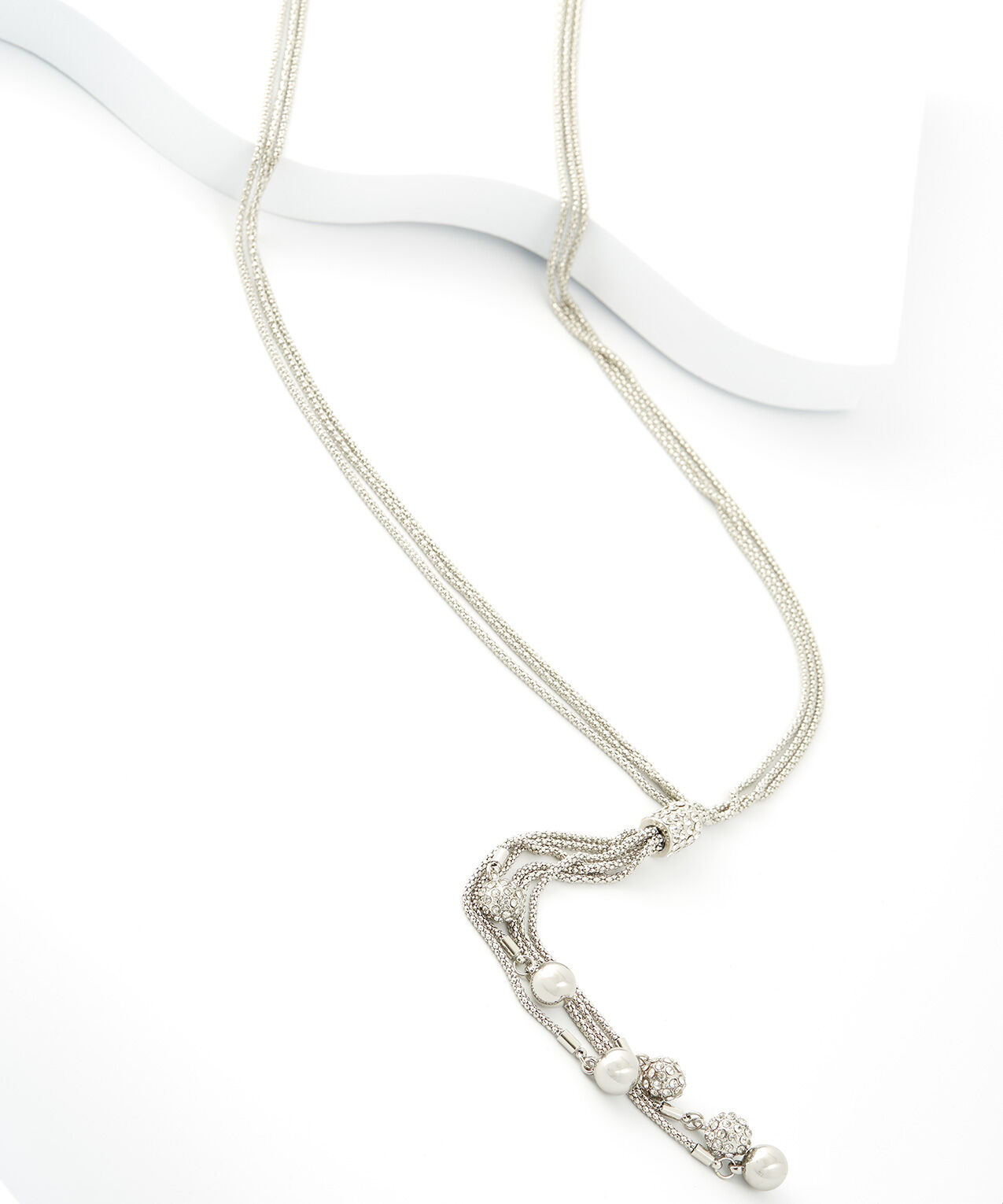 Silver Fireball Tassel Necklace
