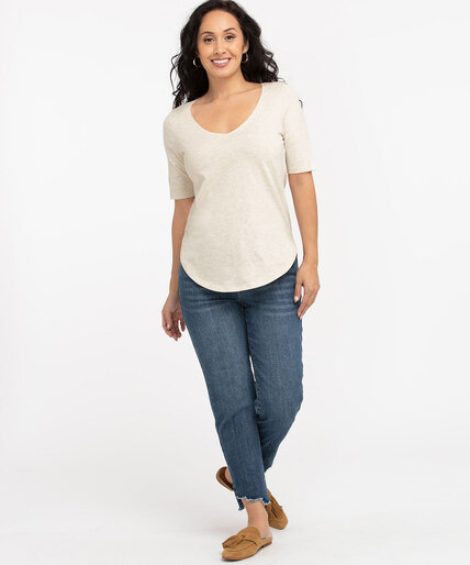 Cotton Blend Elbow Sleeve Tee Image 2