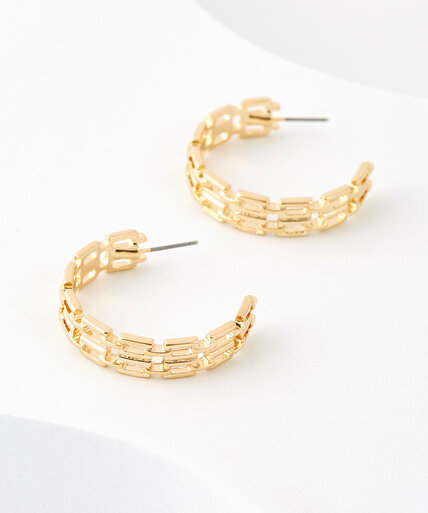 Medium Gold Chain Hoop Earrings Image 2