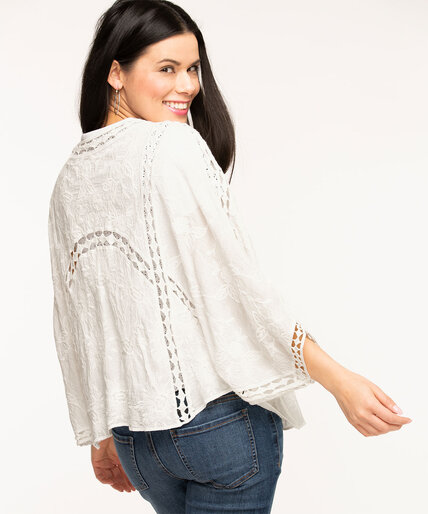 White Soft Embroidered Cocoon Cover-Up Image 2