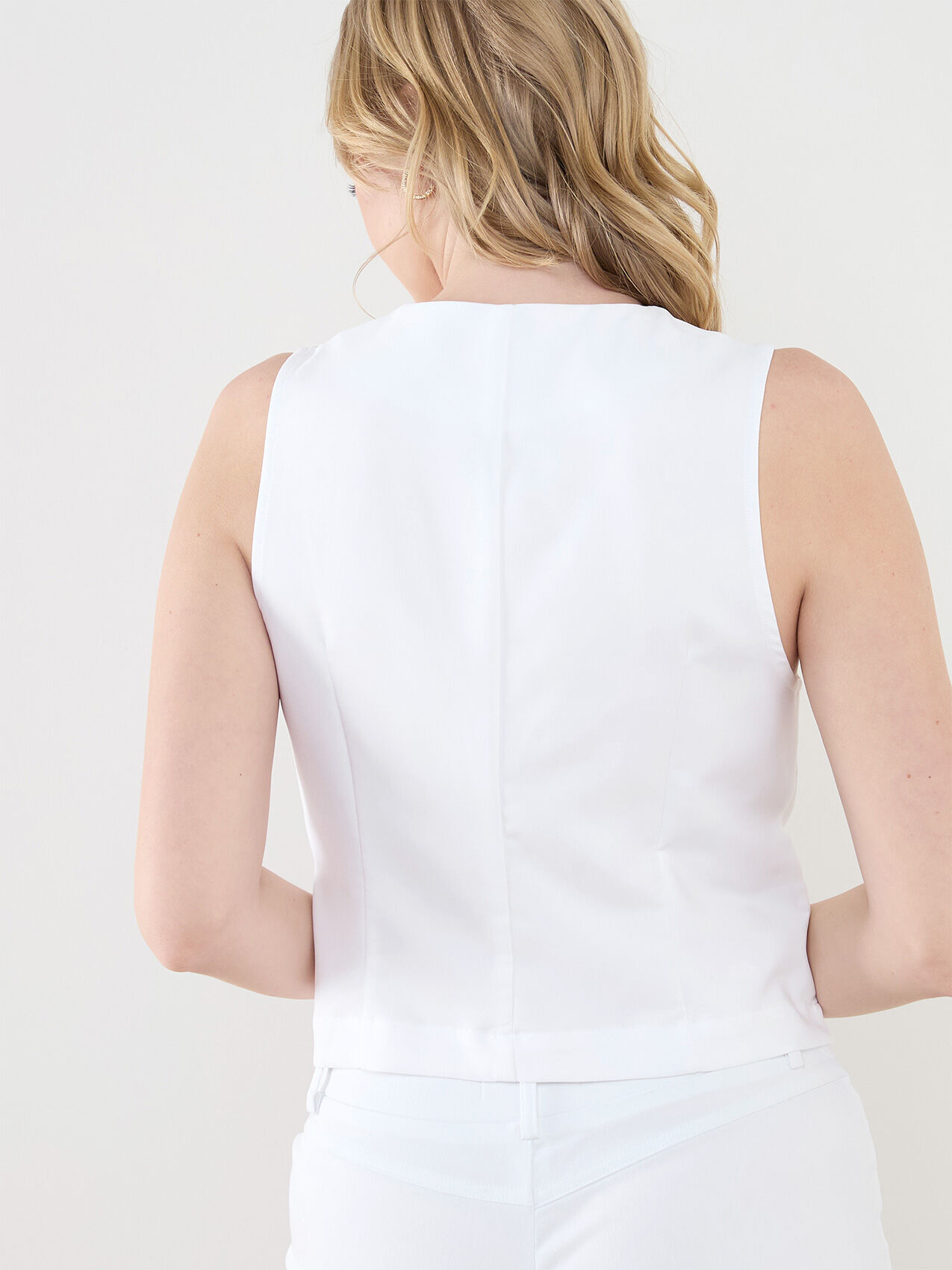 White Button Down Vest